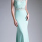 Cinderella Divine CF115 Long Lace Bodice Stretch Knit Sheath Dress Sleeveless