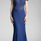 Cinderella Divine CF158 Off Shoulder Floor Length Evening Gown Applique Bodice