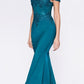 Cinderella Divine CF158 Off Shoulder Floor Length Evening Gown Applique Bodice