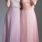 Cinderella Divine CF160 Lace Bodice Short Sleeves A-line Long Dress