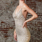 Cinderella Divine CF199 Long Slim & Sexy Gown Cowl Neckline Front Leg Slit