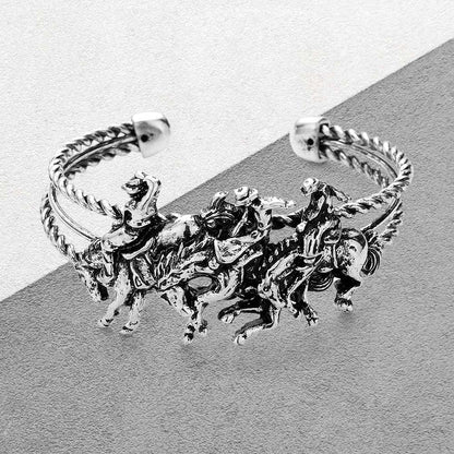 Metal Derby Riding Running Horse Cuff Bracelet