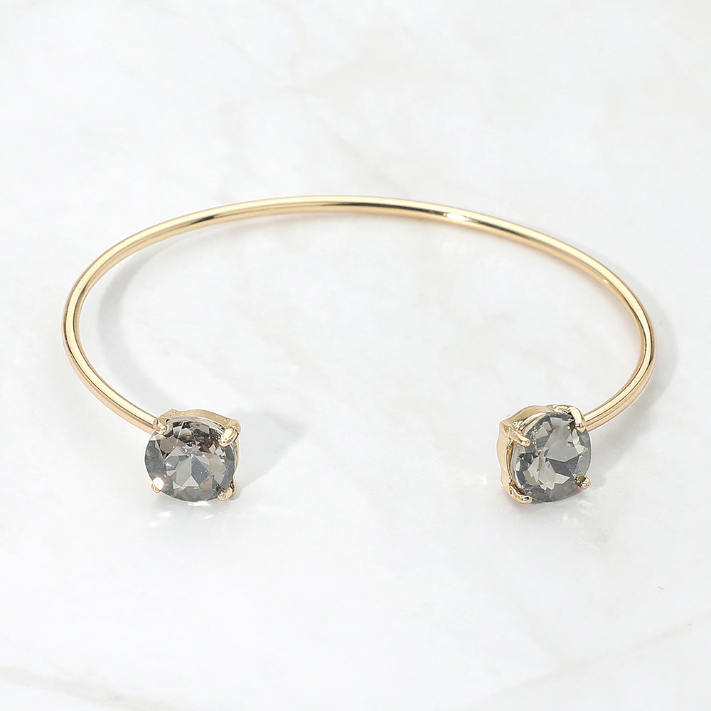 Faceted Round Stone Cluster Tip Cuff Bracelet