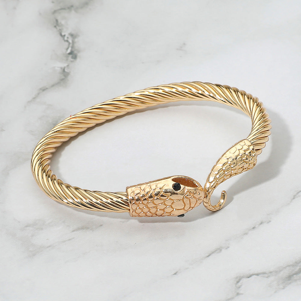Snake Head Twisted Cuff Bracelet
