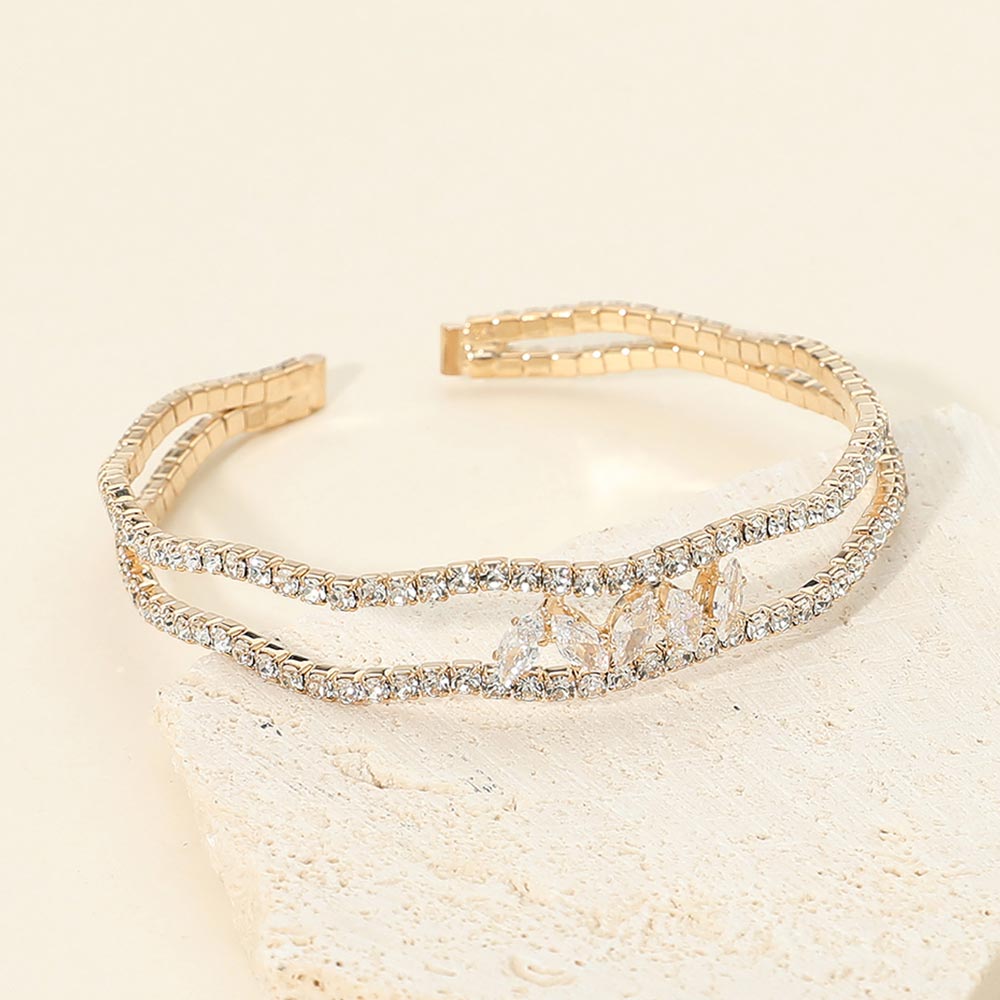 Marquise CZ Accent Open Evening Cuff Bracelet