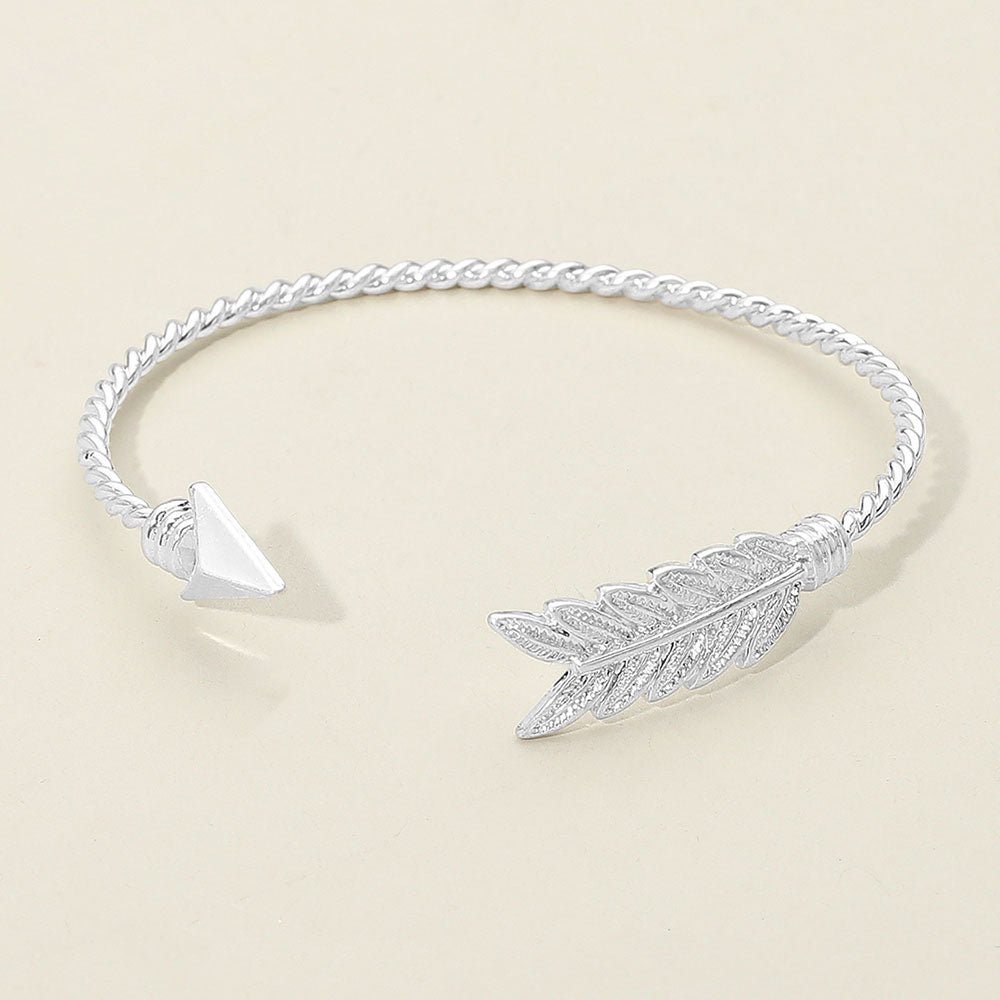 Feathered Arrow Twisted Wire Cuff Bracelet