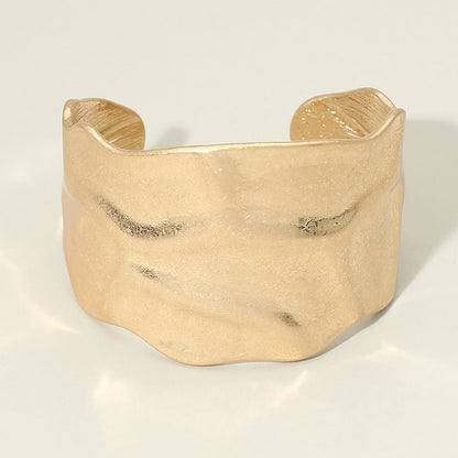 Wide Textured Metal Cuff Bracelet