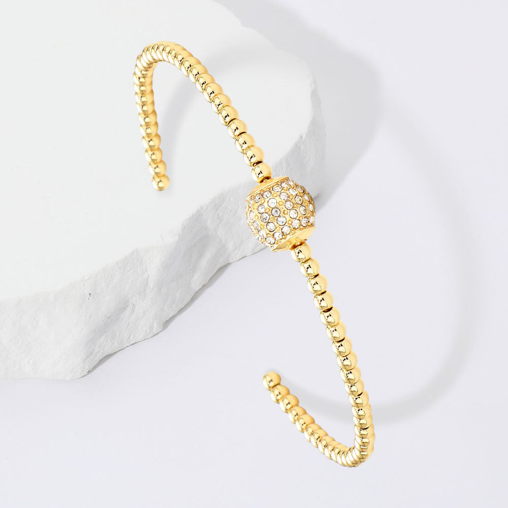 Stone Embellished Ball Cuff Bracelet