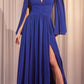 Ladivine CH028 Long A-Line Caplet Dress in Chiffon