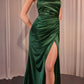Vestido largo formal de satén ajustado con cuello halter CH031 Ladivine