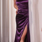 Vestido largo formal de satén ajustado con cuello halter CH031 Ladivine