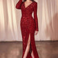 Ladivine CH054 Long Sleeve Sequin Fitted Dress