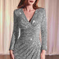 Ladivine CH054 Long Sleeve Sequin Fitted Dress