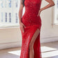 Ladivine CH077 Floor Length One Shoulder Fitted Sequin Evening Gown