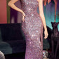 Ladivine CH118 Long One Shoulder Sequin Gown with Slit