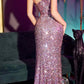 Ladivine CH118 Long One Shoulder Sequin Gown with Slit