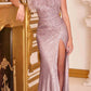 Cinderella Divine CH147 Feather Bodice Long Sequins Gown