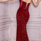 Cinderella Divine CH151 Strapless Sequins Long Fitted Gown
