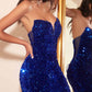 Cinderella Divine CH151 Strapless Sequins Long Fitted Gown