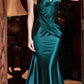 Cinderella Divine CH164 Floor Length Fitted Satin One Shoulder  Dress
