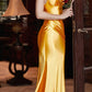 Cinderella Divine CH164 Floor Length Fitted Satin One Shoulder  Dress