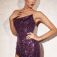 Cinderella Divine CH165C Long Strapless Asymmetrical Fitted Sequin Gown
