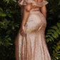 Cinderella Divine CH167 Long Off the Shoulder Sequins Dress with Slit