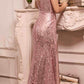 Cinderella Divine CH171 Cap Sleeve Long Sequins Fitted Gown