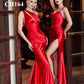 Cinderella Divine CH172 Long Satin Gown with Cowl Neckline and Slit