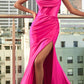 Cinderella Divine CH172 Long Satin Gown with Cowl Neckline and Slit