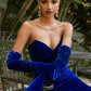 Cinderella Divine CH176 Vintage Velvet Hollywood Strapless Fitted Gown
