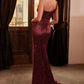 Cinderella Divine CH182 Floor Length One Shoulder Sequins Column Gown