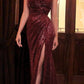 Cinderella Divine CH182 Floor Length One Shoulder Sequins Column Gown