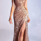 Cinderella Divine CH182 Floor Length One Shoulder Sequins Column Gown