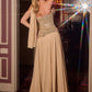 Vestido de noche Ladivine CH2603 corte A sin tirantes con corsé adornado con cristales
