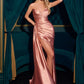 Ladivine CH351 Satin Stretch Fitted Gown Pointed V-Neckline