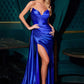 Ladivine CH351 Satin Stretch Fitted Gown Pointed V-Neckline