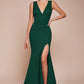 Ladivine CH395 Long Sleeveless V-Neckline Chiffon Dress