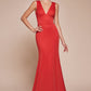 Ladivine CH395 Long Sleeveless V-Neckline Chiffon Dress