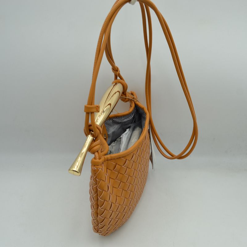 Woven Pattern Crossbody Bag with Metallic Handle