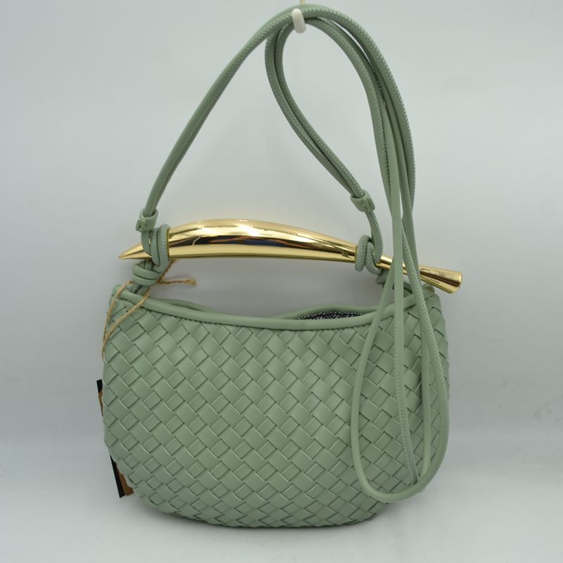 Woven Pattern Crossbody Bag with Metallic Handle