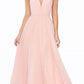 Cinderella Divine CJ251 Long A-Line Chiffon Dress Illusion Neckline
