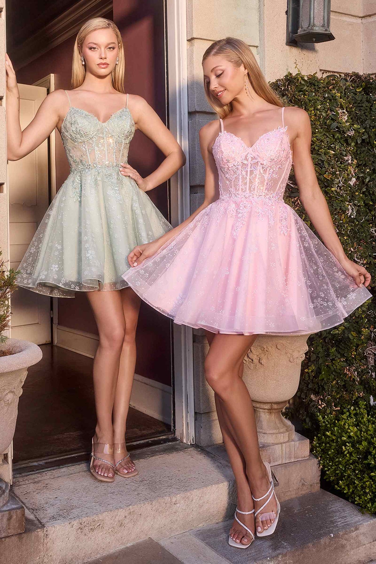 Vestido acampanado Ladivine CJ419 para mujer con aplique de encaje