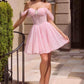 Vestido corto de tul con purpurina y hombros descubiertos Ladivine CJ420 con espalda de corsé