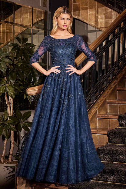 Ladivine CK2401 Vestido de Madrina Modesto con Encaje y Tul de Corte A