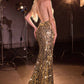 Ladivine CK2409 Scoop Neckline Fitted Mosaic Sequin Dress
