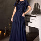 Ladivine CL09 Vestido de gasa con mangas mariposa, escote ilusión y corte en A