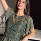 Ladivine CL09 Vestido de gasa con mangas mariposa, escote ilusión y corte en A