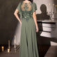 Ladivine CL09 Vestido de gasa con mangas mariposa, escote ilusión y corte en A