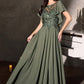 Ladivine CL09 Vestido de gasa con mangas mariposa, escote ilusión y corte en A